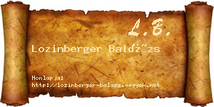 Lozinberger Balázs névjegykártya